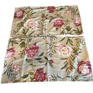 Southern Living Cotton KING Pillow Sham Case Taupe & Multicolor Floral- Set Of 2